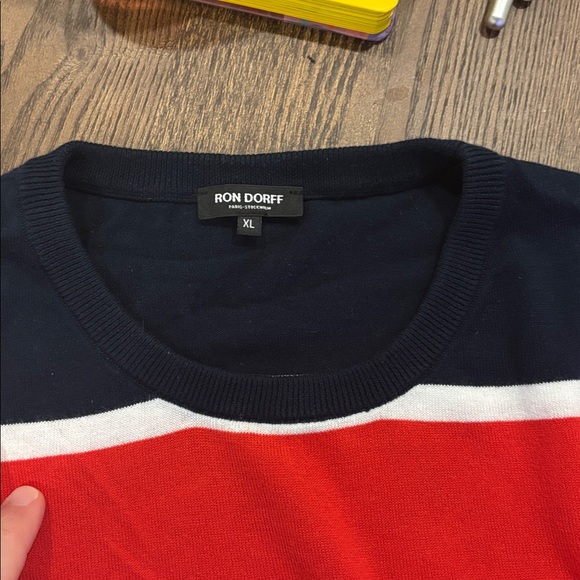 Ron Dorff - Sweden Men's Striped knitted T-Shirt - Red, Blue, and Black, Size XL - Picture 5 of 8